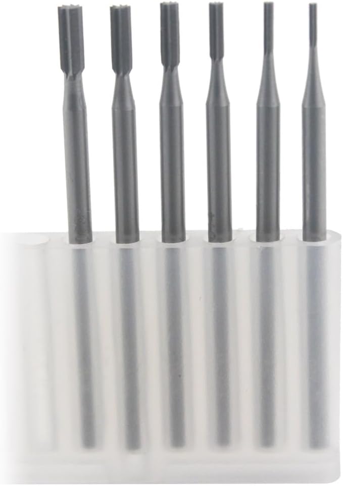 Luo ke 6 Pcs Jewelry Burr, 3/32'' Shank End Cut Cylindrical Shape Single Slot Burs Jewelry Making Tools for Rotary Tools