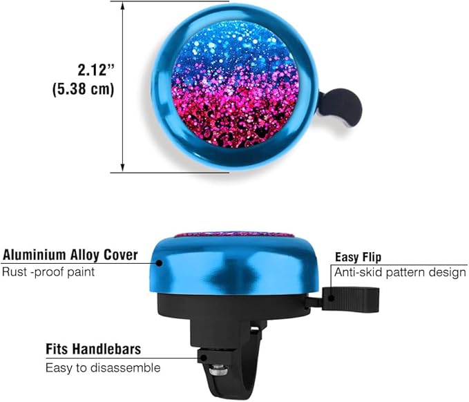 WIRESTER Blue Aluminum Round Bike Bell, Classic Ring Bicycle Bell, Bike Accessories Bell Ring for Adults Kids Girls Boys