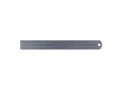 PEC Tools 6" x150mm Steel Ruler, Satin Chrome Finish, Inch/Metric Graduated 16ths/32nds/64ths; 1/50" Thick X 3/4" Wide,10ths/20ths/50ths/100ths; 1.0mm/0.5mm, Special 9 in One Rules,Made in USA.