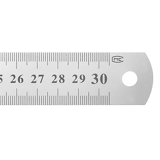 HARFINGTON Steel Ruler 12" x1-1/32 Machinist Metal Ruler Carbon Steel Metric Straight Edge Measuring Tools 0.3mm Thick for Engineering Architect Drawing Home Office