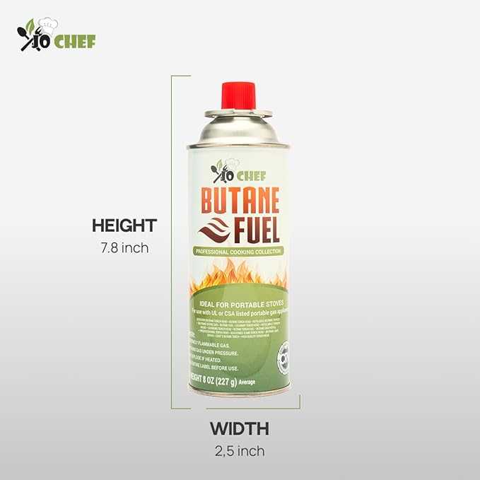 Jo Chef Butane Fuel Canister, 8 oz Butane Cylinder - Pure Refined Gas for Camping Stove or Creme Brulee Blow Torch, 28 Cans