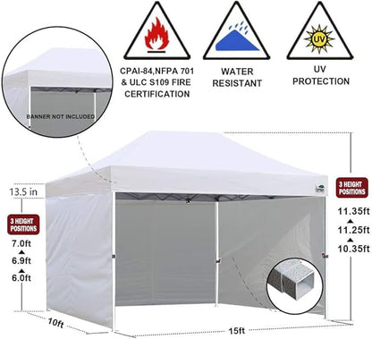 Eurmax USA 10'x15' Pop-up Canopy Tent Commercial Instant Canopies with 4 Removable Zipper End Side Walls and Roller Bag, Bonus 4 SandBags(Purple)