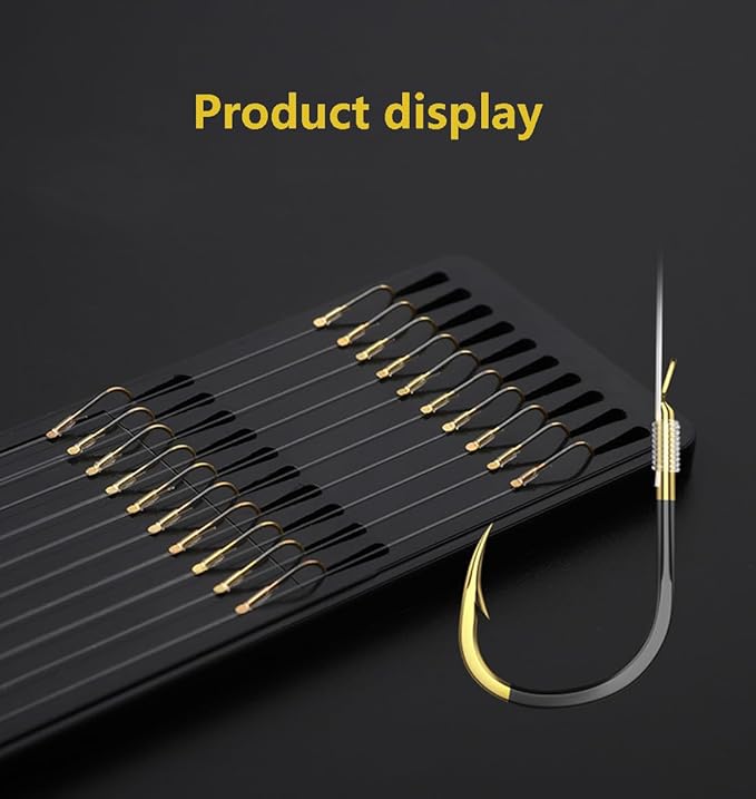 Dyxssm Small Fishing Hooks with Line, Pre Tied Tiny Fishing Hook on Nylon Line (Pack of 20)