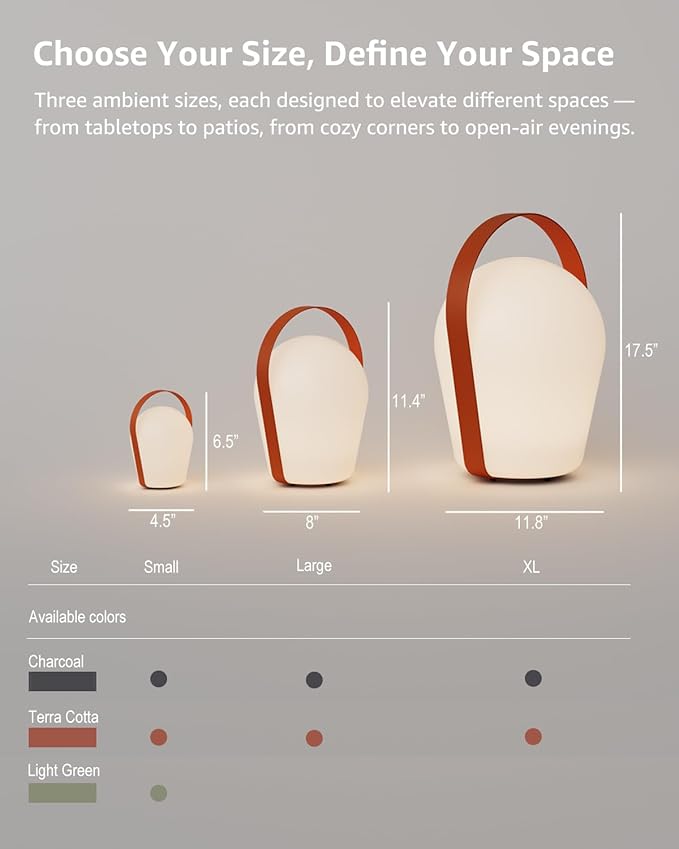 Outdoor Floor Lamp,Patio Lights Outdoor Waterproof,Cordless Lamp for Patio Decor,IP65 Waterproof Lamp,2200mAh Rechargeable Li-ion Battery Outdoor Lantern,Outdoor Table Decor,Terra Cotta,Large