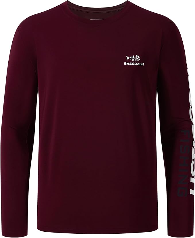 BASSDASH Fishing T Shirts for Men UV Sun Protection UPF 50+ Long Sleeve Tee T-Shirt