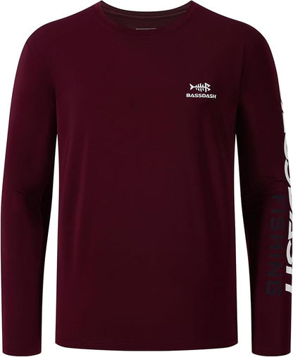 BASSDASH Fishing T Shirts for Men UV Sun Protection UPF 50+ Long Sleeve Tee T-Shirt