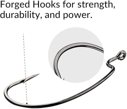 THKFISH 50pcs/100pcs/box Offset Worm Hook Fishing Hook Set Dropshot Hook Set Rubber Fish Jigs Fishing Kit # 2# 1 1/0 2/0 3/0