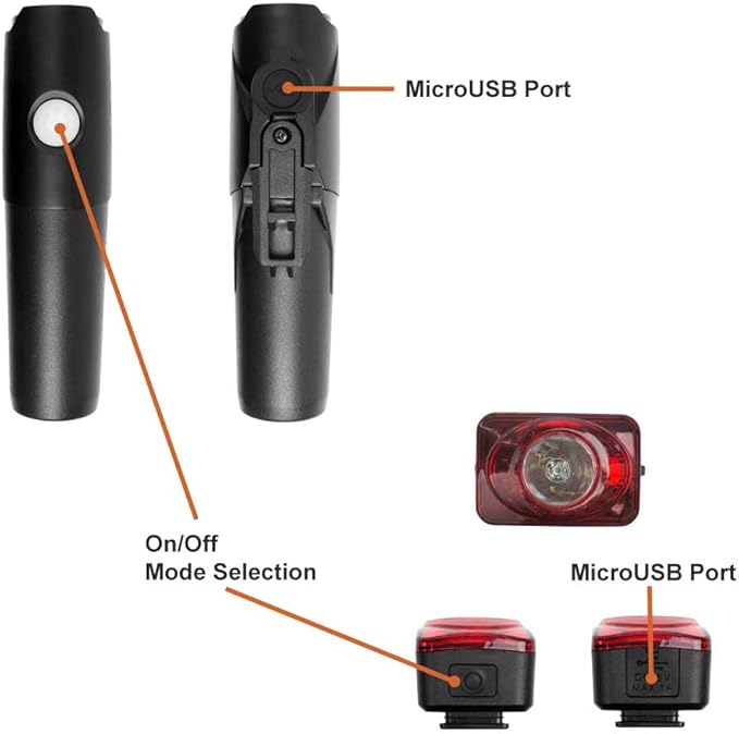 BV Bike Lights, Super Bright with 5 LED Bike Headlight & 3 LED Rear, Bike Lights for Night Riding with Quick-Release, Waterproof Bicycle Light Set, Bike Accessories, Bicycle Accessories, Flashlight