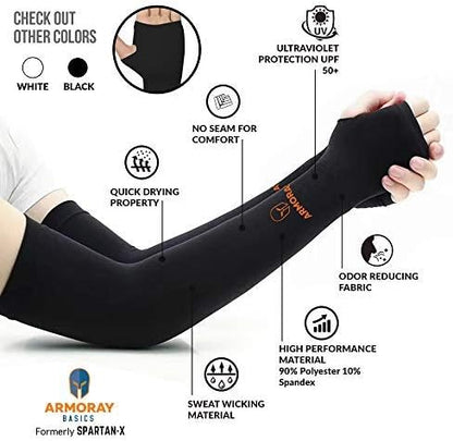 ARMORAY Arm Sleeves for Men or Women - Tattoo Cover Up - Cooling Sports Sleeve for Basketball Golf Football