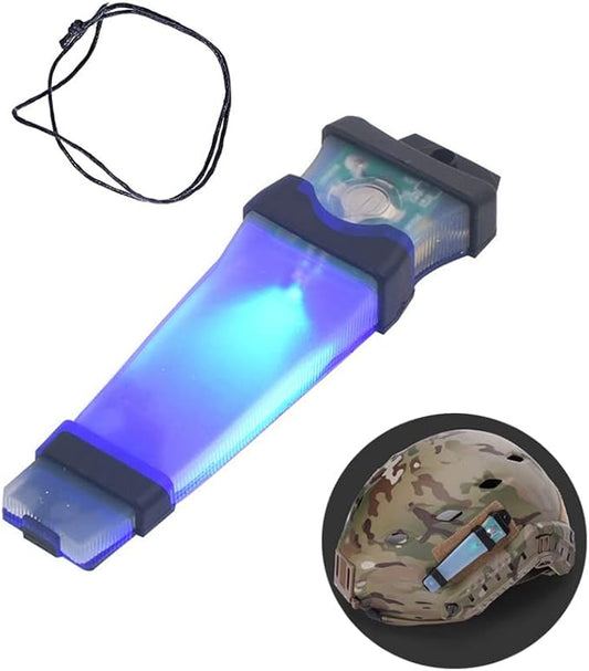 Helmet Signal Light - Waterproof Safety Flashing Survival Light for Outdoor Sports, Hunting, Tactical, Hiking, Boating, Cycling - Personal Identification Marker - Hook Back (Black + Blue)
