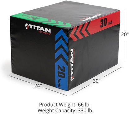 Titan Fitness Heavy Foam Plyometric Box - Pro-Duty HIIT Exercise Foam Plyo Step-Up, Box Squat, Home Garage Gym Training, Youth & Regular Sizes