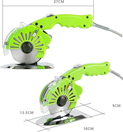 Fabric Rotary Cutter Electric Fabric Scissors, Round Blade Cutting Machine for Multilayer Fabric Leather Cloth Carpet, 5 Speed Adjustable, LED Light, 27mm / 1.1" Cutting Thickness