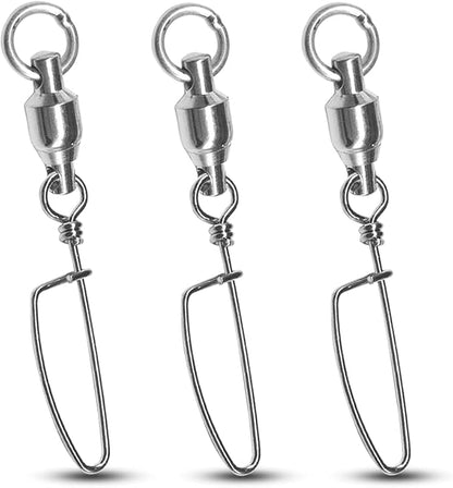 Atibin Heavy Strength Fishing Swivel Snaps Bearing Freshwater Swivels Fishing Stainless Steel Connector Fishing Snap Saltwater White Nickel