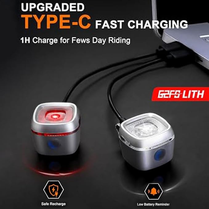 Bicycle Front and Rear Lights,Bike Light, Type-C Rechargeable, Flashing Light，Suitable for Night Riding, Cycling，Bike Headlight &Taillight for Men Women Girls Kids Road Mountain