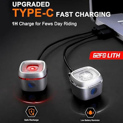 Bicycle Front and Rear Lights,Bike Light, Type-C Rechargeable, Flashing Light，Suitable for Night Riding, Cycling，Bike Headlight &Taillight for Men Women Girls Kids Road Mountain