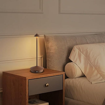 Cordless Table Lamp Set of 2, Rechargeable Portable LED Bedside Touch Lamp 6000mAh Battery Operated, 3 Color Stepless Dimming up, Wireless Battery Lamp for Dining/Outdoor/Bar/Patio/Party (Brown)