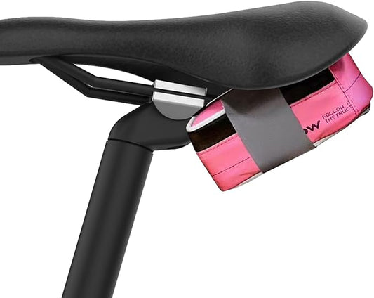 RideNow Waterproof Saddle Bag with BOA Mounting System, Lightweight and Portable Bike Seat Bag for Mountain Road Bike (Pink)