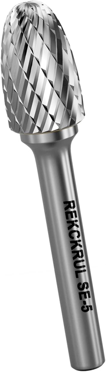 Professional Tungsten Carbide Rotary Burr Bit, SE-5 Double Cut Carbide Burr with 1/4" Shank for Metal, Wood, and Steel – Durable Die Grinder Accessory for Deburring, Engraving & Polishing