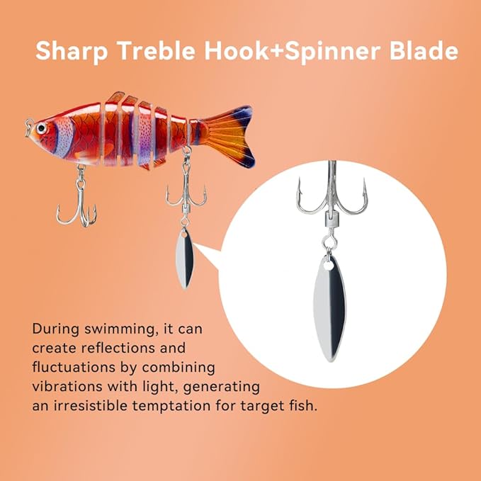 Fishing Lures with Spinner Baits Blades for Topwater, Swimbait for Trout and Bass Slow Sinking, 5pcs Fishing Hard Baits