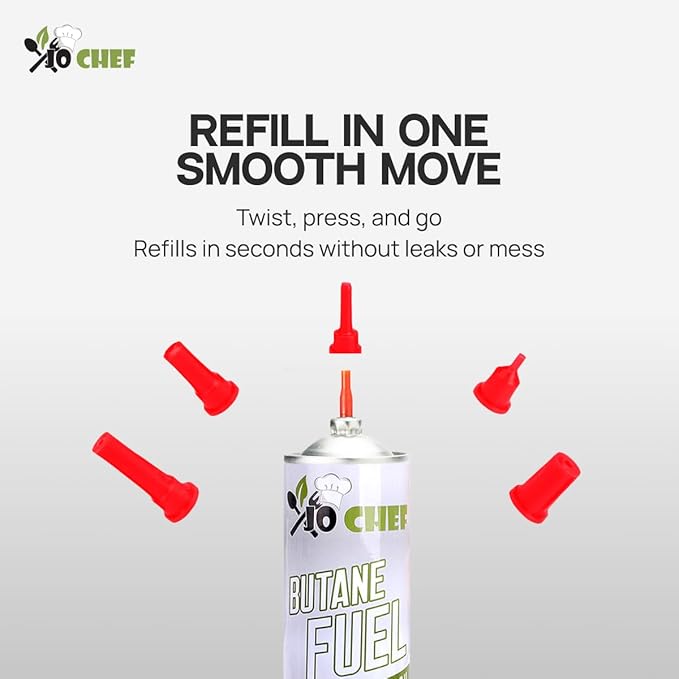 Jo Chef Butane Fuel Refill, Fuel Canister, Universal Refill Gas Lighter, Kitchen Torch, Fuel Butane Torch fluid – Universal Tip – (3 Cans)