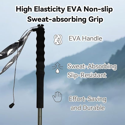 High Strength 5-Section Foldable Carbon Fiber Trekking Poles - 115g/125g/130g, Compact Hiking Staff for Men & Women, Ideal for Hiking, Trekking, Mountaineering & Backpacking