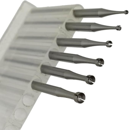 𝐋𝐮𝐨 𝐤𝐞 6 Pcs Open Mouth Cup Burr - 3/32'' Shank Jewelry Setting Cup Burs Wire Rounder Bits Lapidary Making Bits for Rotary Tools includes Dremel (008-023)