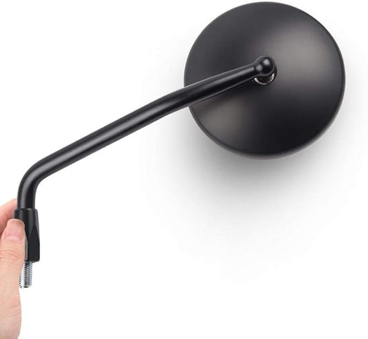 KiWAV Motorcycle Mirrors Eclipse 4 Inches Round Rear View Side Aluminum Convex M10 Standard & Reverse Threads Compatible for Yamaha Ducati Bikes Pack of a Pair