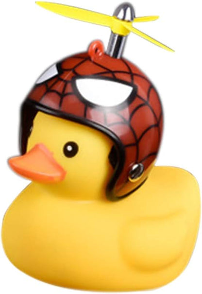 Duck Bike Bell, Rubber Bike Horn, Cute Yellow Duck Bicycle Decorations, Squeeze Duck Bicycle Horns with Propeller Helmet