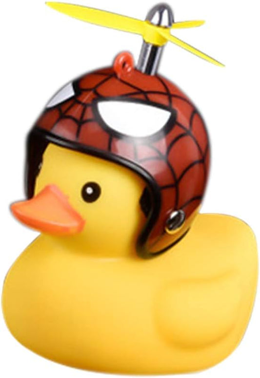 Duck Bike Bell, Rubber Bike Horn, Cute Yellow Duck Bicycle Decorations, Squeeze Duck Bicycle Horns with Propeller Helmet