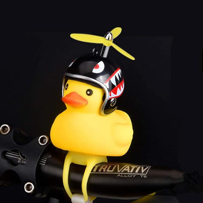Duck Bike Bell, Rubber Bike Horn, Cute Yellow Duck Bicycle Decorations, Squeeze Duck Bicycle Horns with Propeller Helmet