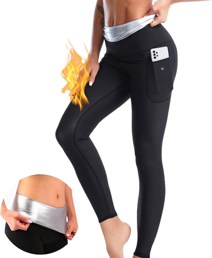 Nano Hertz Sauna Sweat Suit Shapewear Shorts Pockets Waist Trainer Body Sweatsuit Exercise Fitness Gym Women Girl