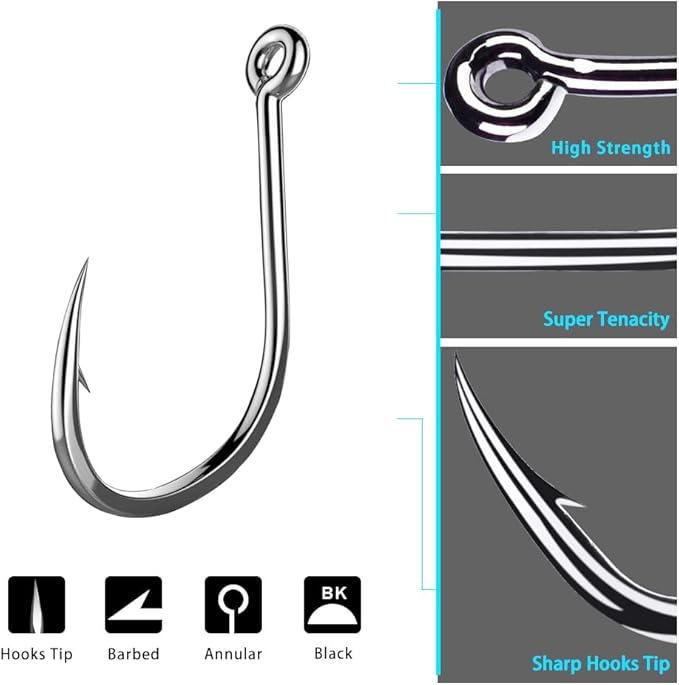 AMHDV 200pcs/pack Circle Fishing Hooks Super Strong Octopus Barb Fishing Hook for Freshwater Saltwater