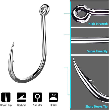 AMHDV 200pcs/pack Circle Fishing Hooks Super Strong Octopus Barb Fishing Hook for Freshwater Saltwater