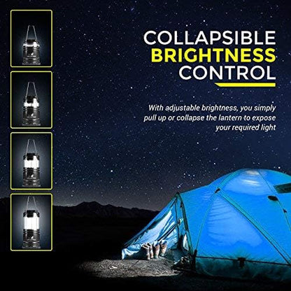 MalloMe LED Camping Lantern Flashlights 2 Pack & 4 Pack - Super Bright - 350 Lumen Portable Outdoor Lights (Black, Collapsible)