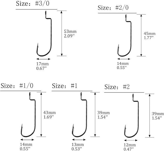 THKFISH 50pcs/100pcs/box Offset Worm Hook Fishing Hook Set Dropshot Hook Set Rubber Fish Jigs Fishing Kit # 2# 1 1/0 2/0 3/0