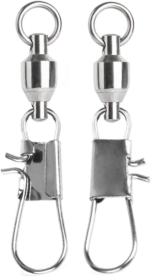 AMYSPORTS Stainless Steel Fishing Swivel Snap Ball Bearing Snap Swivels Fishing High Strength Saltwater Swivels Snaps Interlock Fishing Tackle Swivel Fishing Line Connector