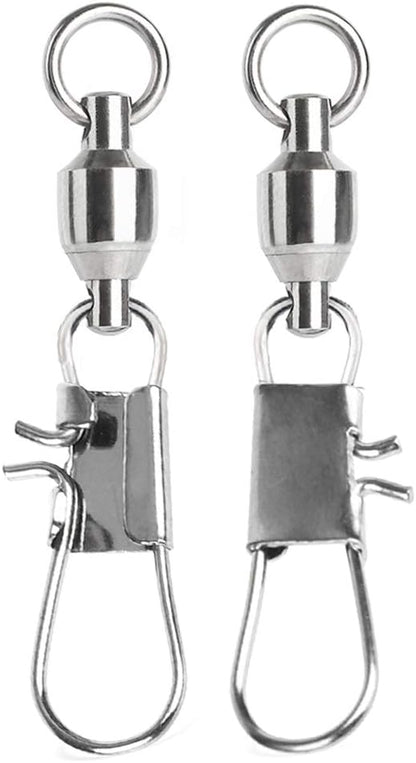 AMYSPORTS Stainless Steel Fishing Swivel Snap Ball Bearing Snap Swivels Fishing High Strength Saltwater Swivels Snaps Interlock Fishing Tackle Swivel Fishing Line Connector