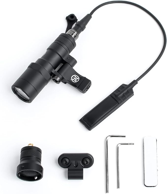 NOBUHIRO M300B 520 Lumens Tactical Flashlight, with Replaceable Mounting Rotating Base, Suitable for 20mm Picatinny & Mlok/Keymod Rail, Include with Remote Pressure & Push Button Switch (M300B)