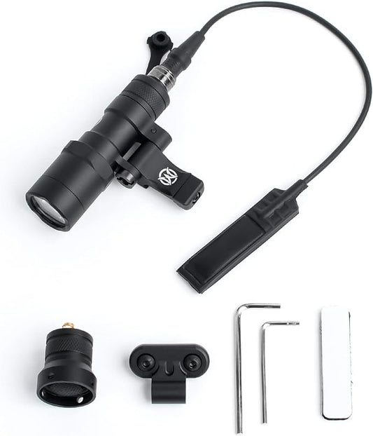 NOBUHIRO M300B 520 Lumens Tactical Flashlight, with Replaceable Mounting Rotating Base, Suitable for 20mm Picatinny & Mlok/Keymod Rail, Include with Remote Pressure & Push Button Switch (M300B)
