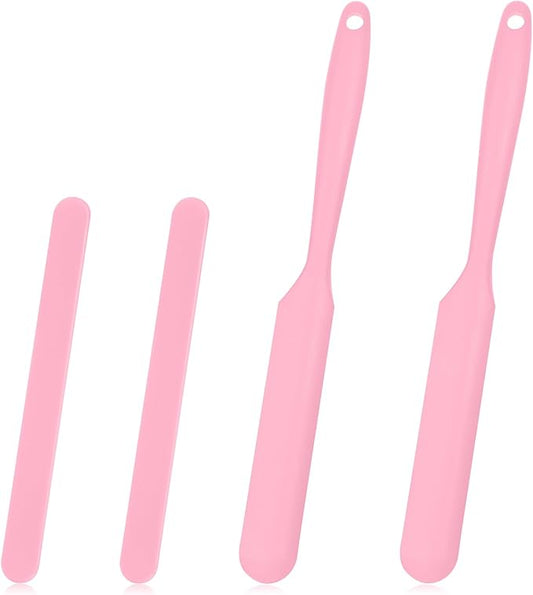 Gartful Silicone Stir Sticks Kit for Epoxy, 2pcs Spatula Scraper, 2pcs Large Silicone Resin Stirring Sticks, Reusable DIY Craft Tool for Mixing Resin, Paint, Waxing, Liquid, Set of 4, Pink