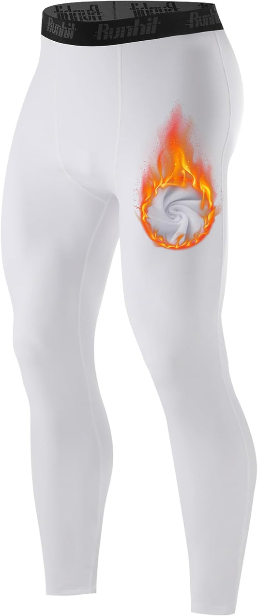 Runhit Men's Thermal Compression Pants Fleece Lined Sports Tights Athletic Leggings Base Layer Bottoms Cold Weather Gear