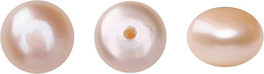 Natural Half Drilled Pearl Beads Pink 6.5-7mm 12pcs AAA Freshwater Cultured Loose Gemstone Beads for DIY Stud Earring Jewelry Making