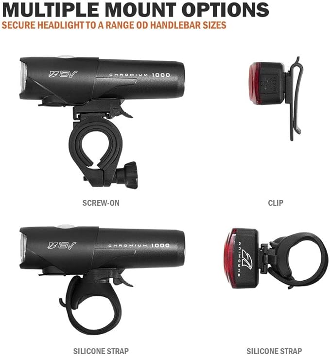 BV Bike Lights, Super Bright with 5 LED Bike Headlight & 3 LED Rear, Bike Lights for Night Riding with Quick-Release, Waterproof Bicycle Light Set, Bike Accessories, Bicycle Accessories, Flashlight