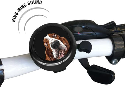 WIRESTER Black Aluminum Round Bike Bell, Classic Ring Bicycle Bell, Bike Accessories Bell Ring for Adults Kids Girls Boys - Dog Cat Animal Cute Records