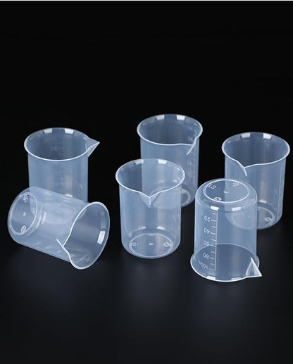 6pcs 3.4oz/100ml Plastic Measuring Cups Plastic Graduated Cup Transparent Scale Resin Clear Graduated Epoxy Mixing Jugs for Kitchen Cooking Medicine Measure Tool