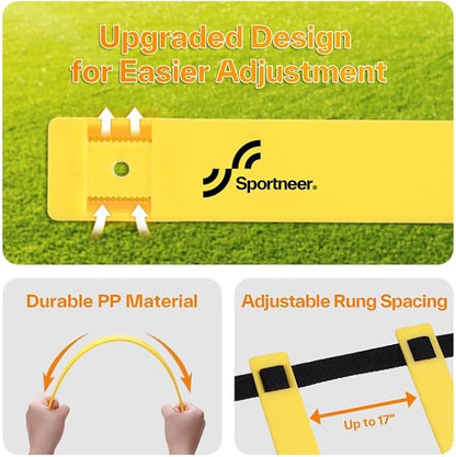 Sportneer Agility Ladder Speed Training Set 12 Rungs 20ft Detachable Exercise Ladders in 2pcs (6 rungs Each) with Ground Stakes for Soccer Football Footwork Training Ladder with Carry Bag