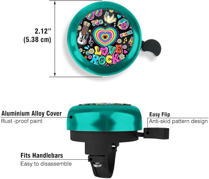 WIRESTER Green Aluminum Round Bike Bell, Classic Ring Bicycle Bell, Bike Accessories Bell Ring for Adults Kids Girls Boys