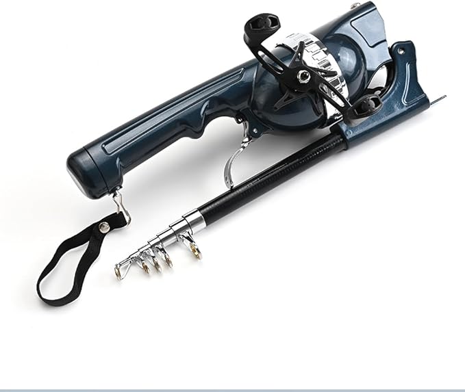 Portable Travel Fishing Rod, Integrated Rod and Wheel, Carbon Fiber-The Whole Rod is 25cm/0.82ft Long After Folding, Built-in Fishing Roller, and Comes with Fishing line.