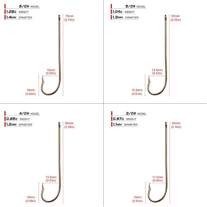 100pcs Long Shank Fishing Hooks High Carbon Steel Fly Tying Jig Hooks Super Sharp Barbed Hook Tips Tan Color 13 Sizes for Choice