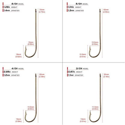 100pcs Long Shank Fishing Hooks High Carbon Steel Fly Tying Jig Hooks Super Sharp Barbed Hook Tips Tan Color 13 Sizes for Choice